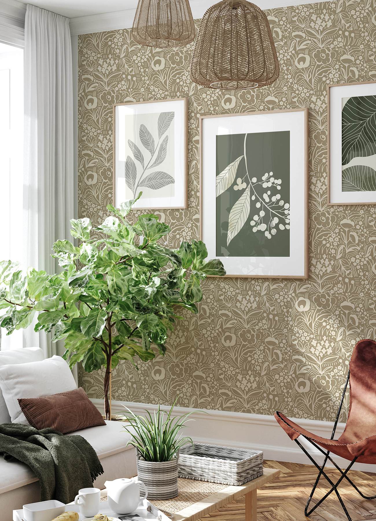 Jeani Light Brown Peel & Stick Wallpaper