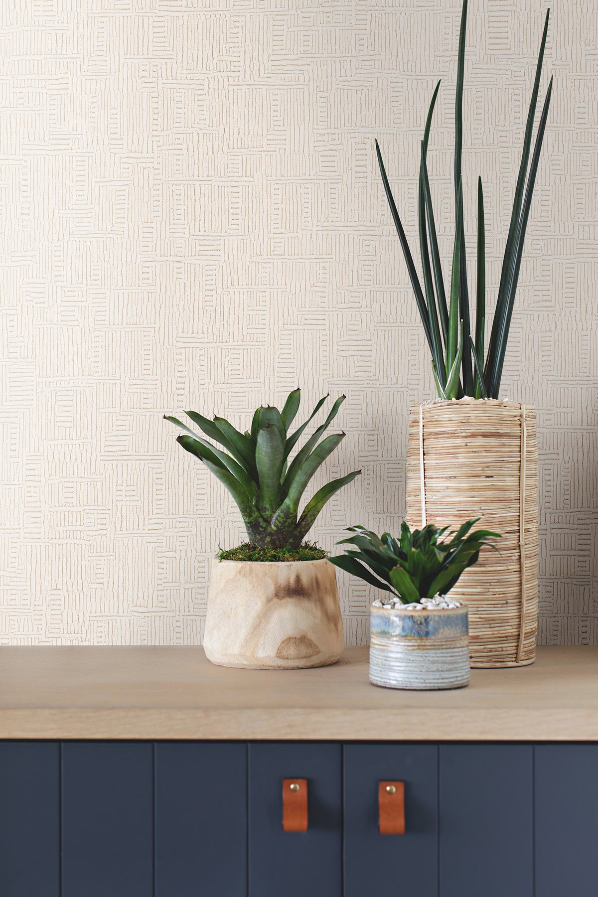 Chiseled Ivory Abstract Wallpaper