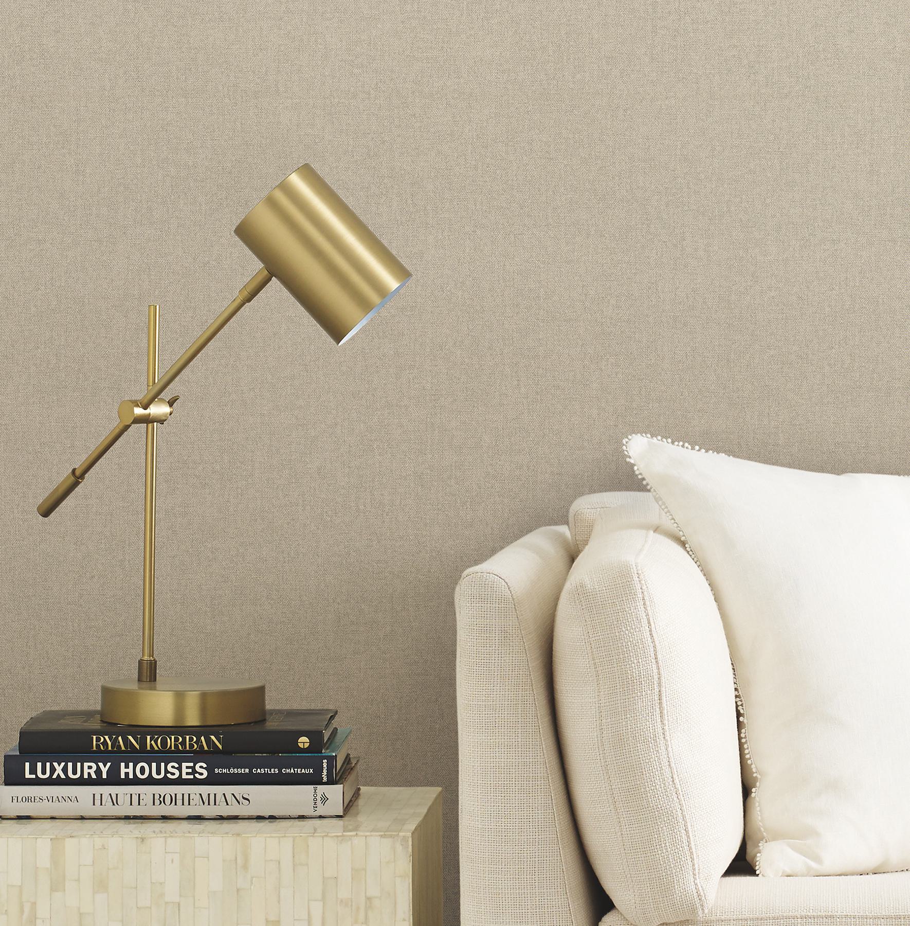 Herringbone Tweed Beige Woven Wallpaper