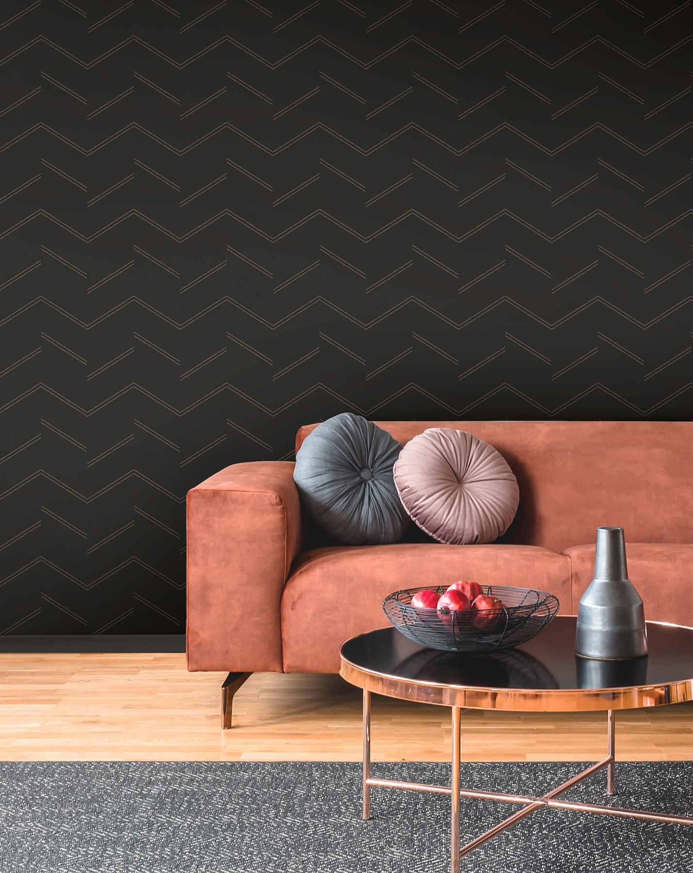 Aviator Black Abstract Chevron Wallpaper