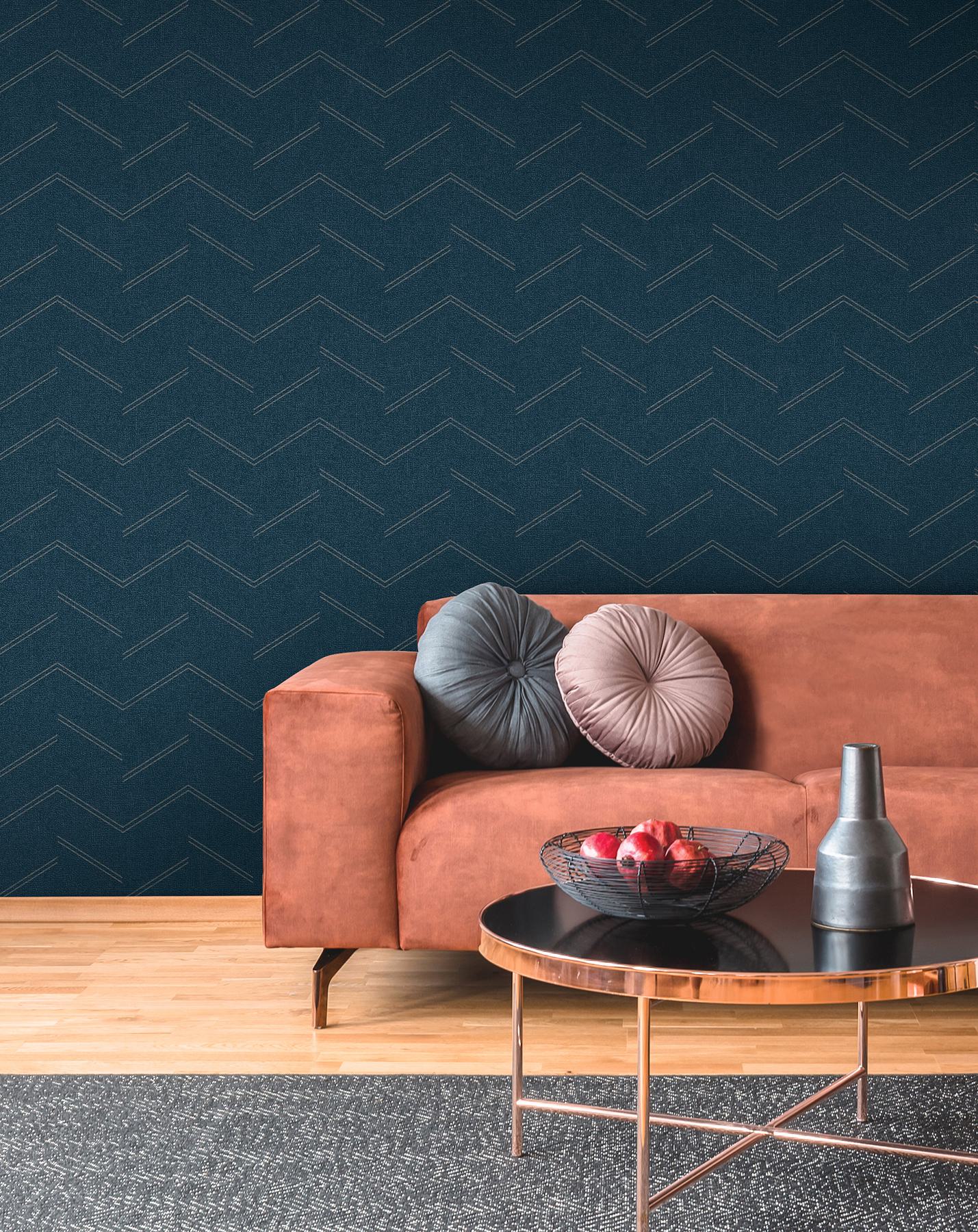 Aviator Indigo Abstract Chevron Wallpaper
