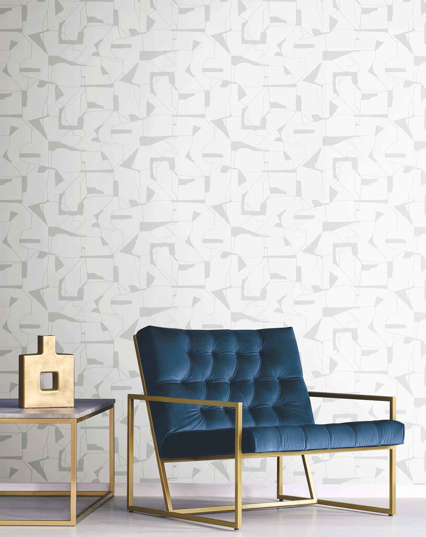 Calder Silver Abstract Wallpaper