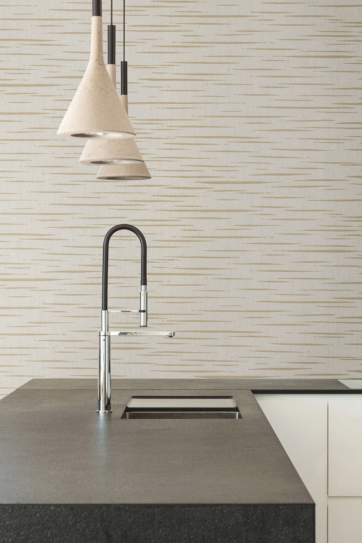 Longitude Ash Striated Wallpaper