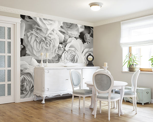 Grey Petals Wall Mural