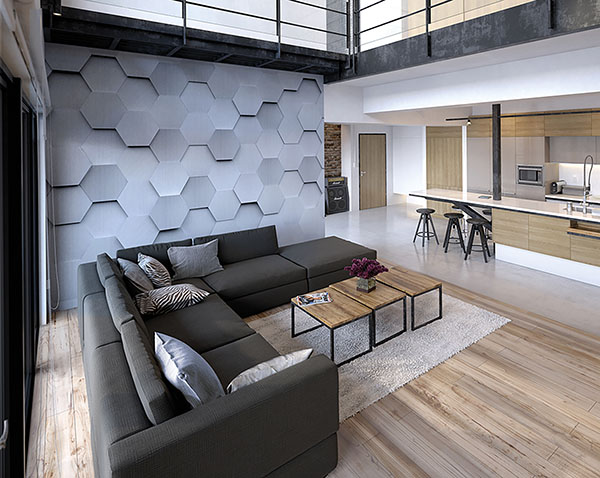 Metal Hexagons Wall Mural