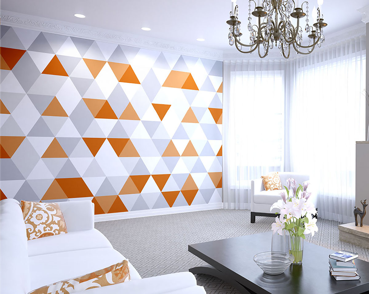 Bright Orange Geometric Wall Mural