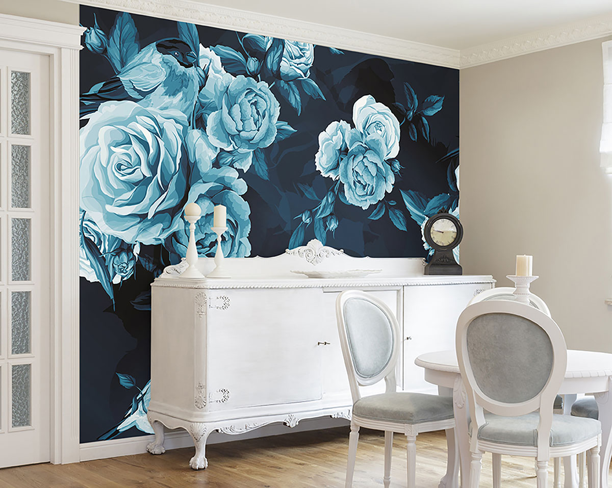Blue Roses Wall Mural