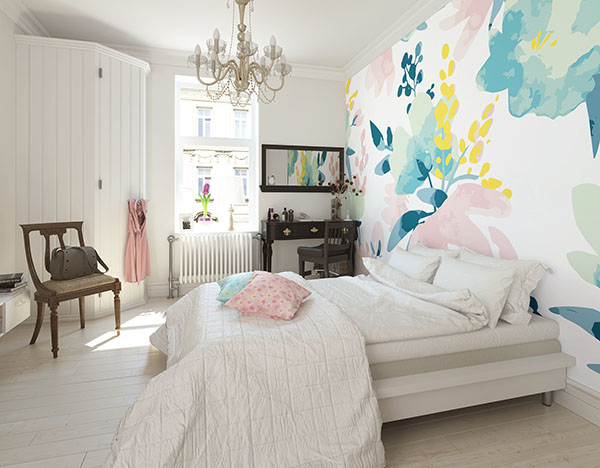 Delicate Watercolour Flowers Wall Mural