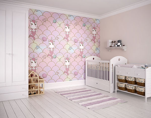 Unicorn Mermaid Wall Mural