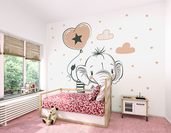 Balloon Cartoon Elephant Wall Mural