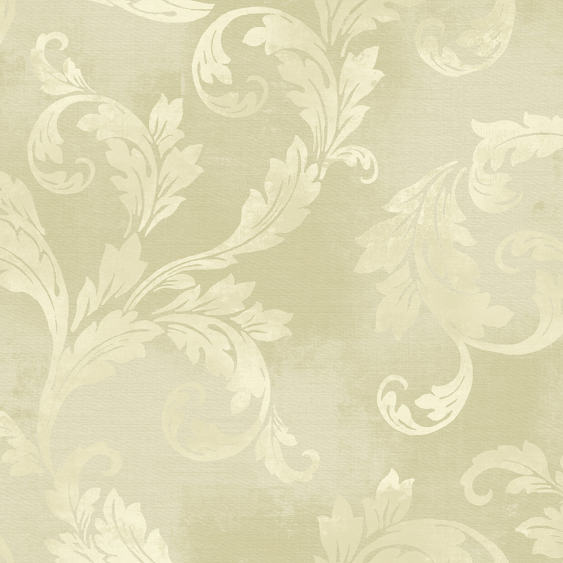 Neutral Clean Acanthus Leaf Scroll Wallpaper
