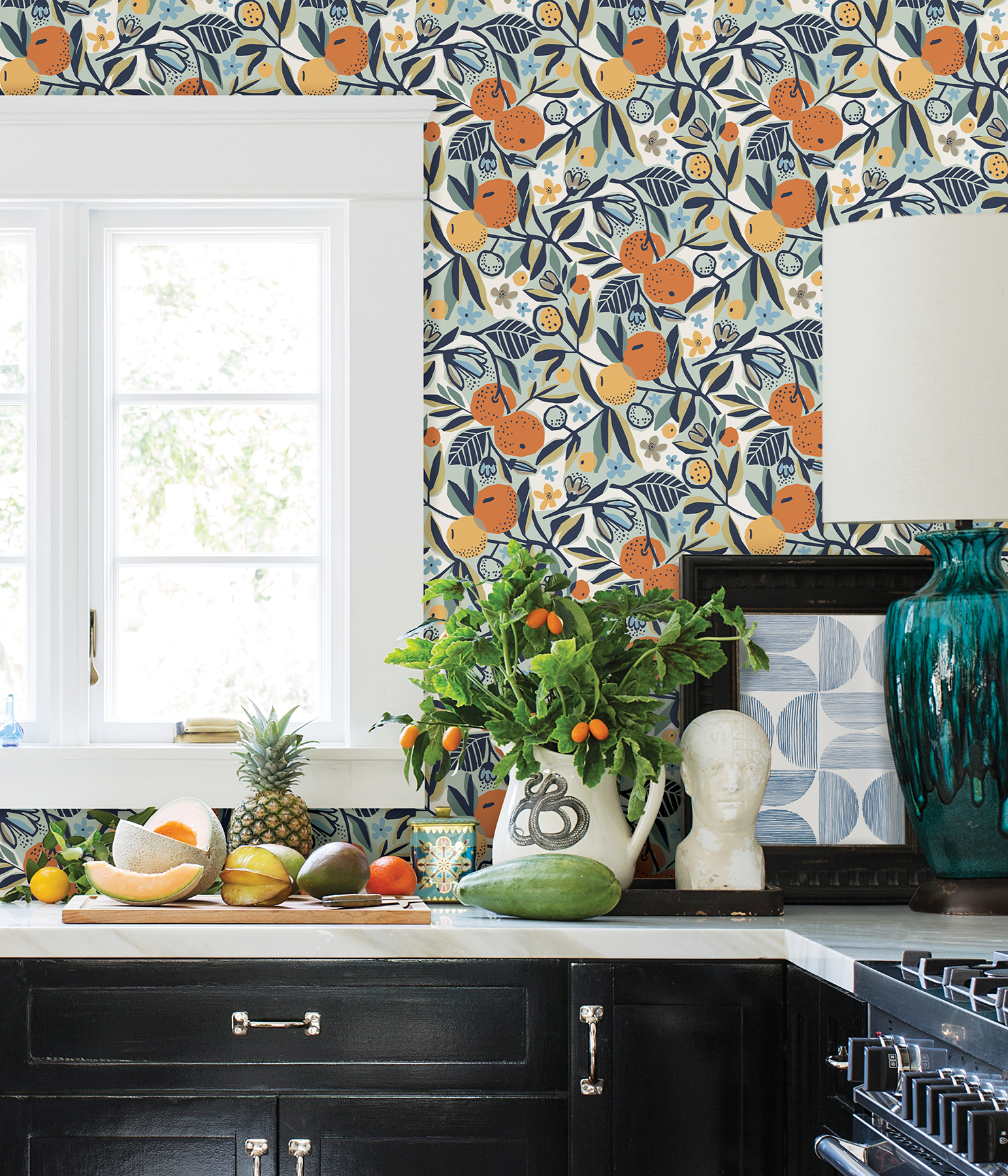 Navy Clementine Garden Peel & Stick Wallpaper