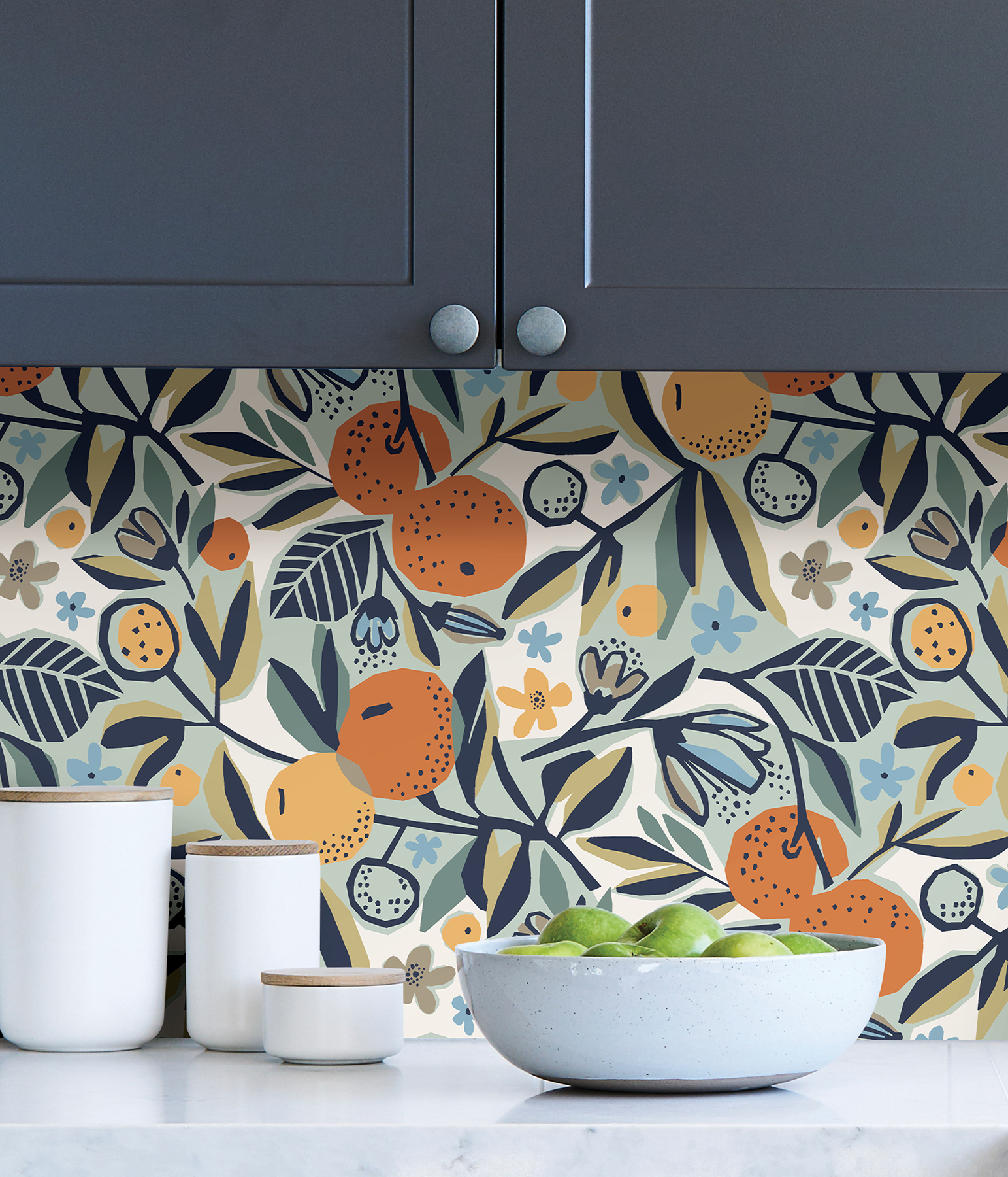 Navy Clementine Garden Peel & Stick Wallpaper