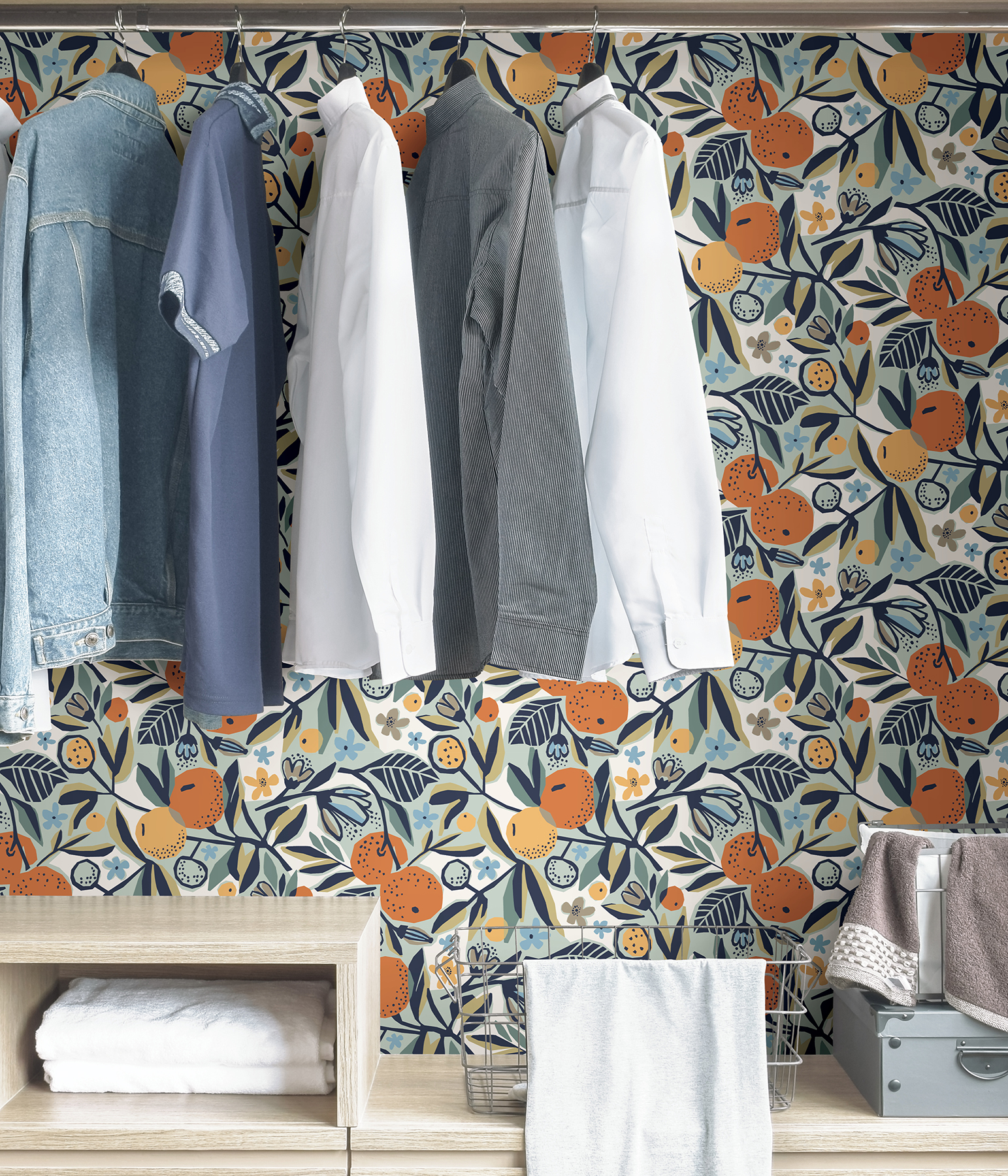 Navy Clementine Garden Peel & Stick Wallpaper