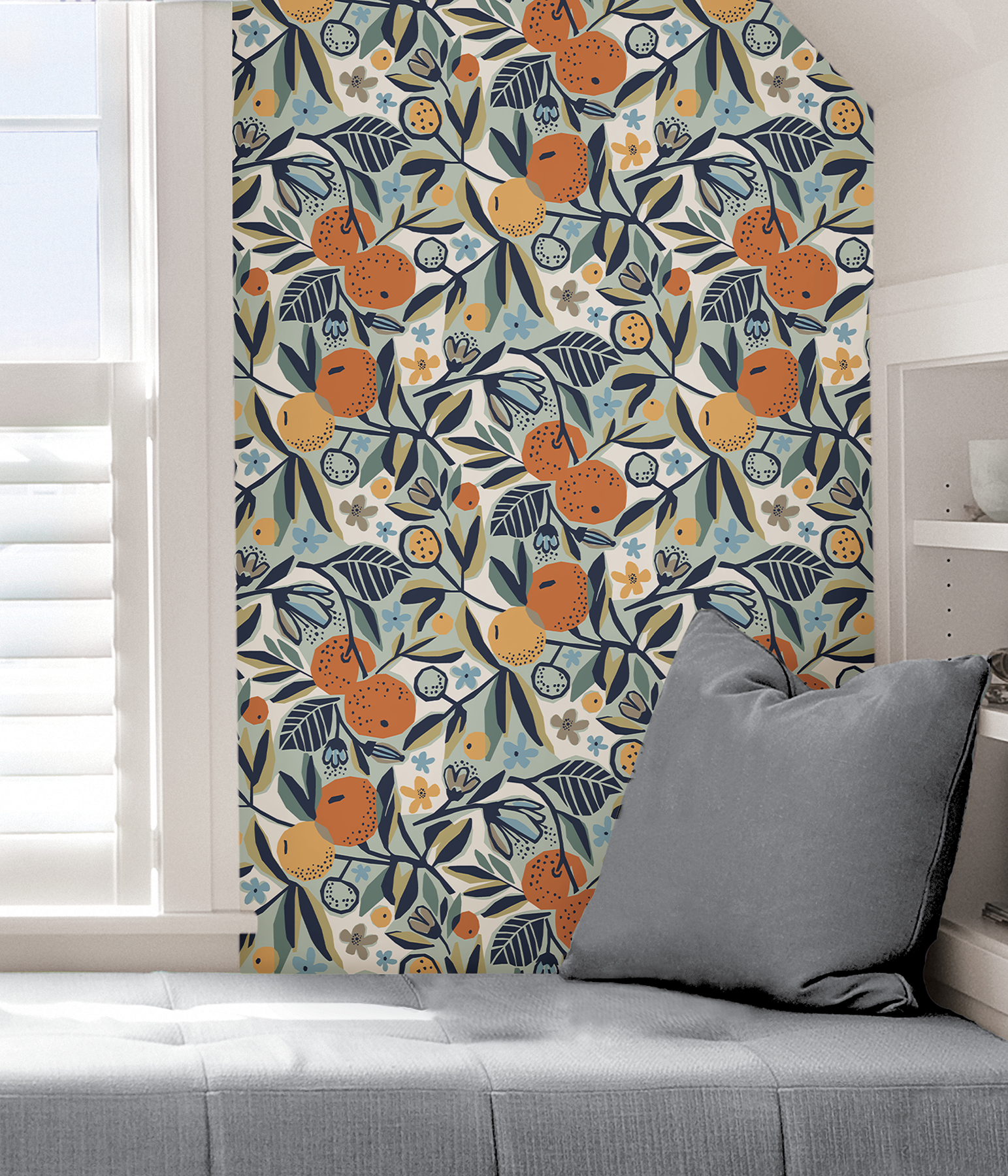 Navy Clementine Garden Peel & Stick Wallpaper