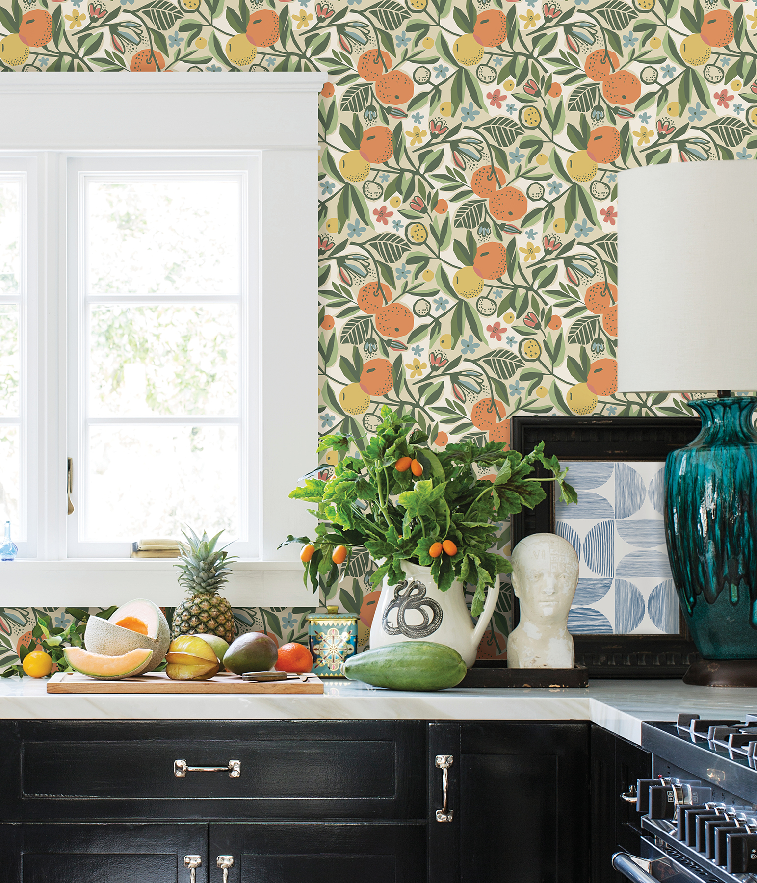 Ochre Clementine Garden Peel & Stick Wallpaper