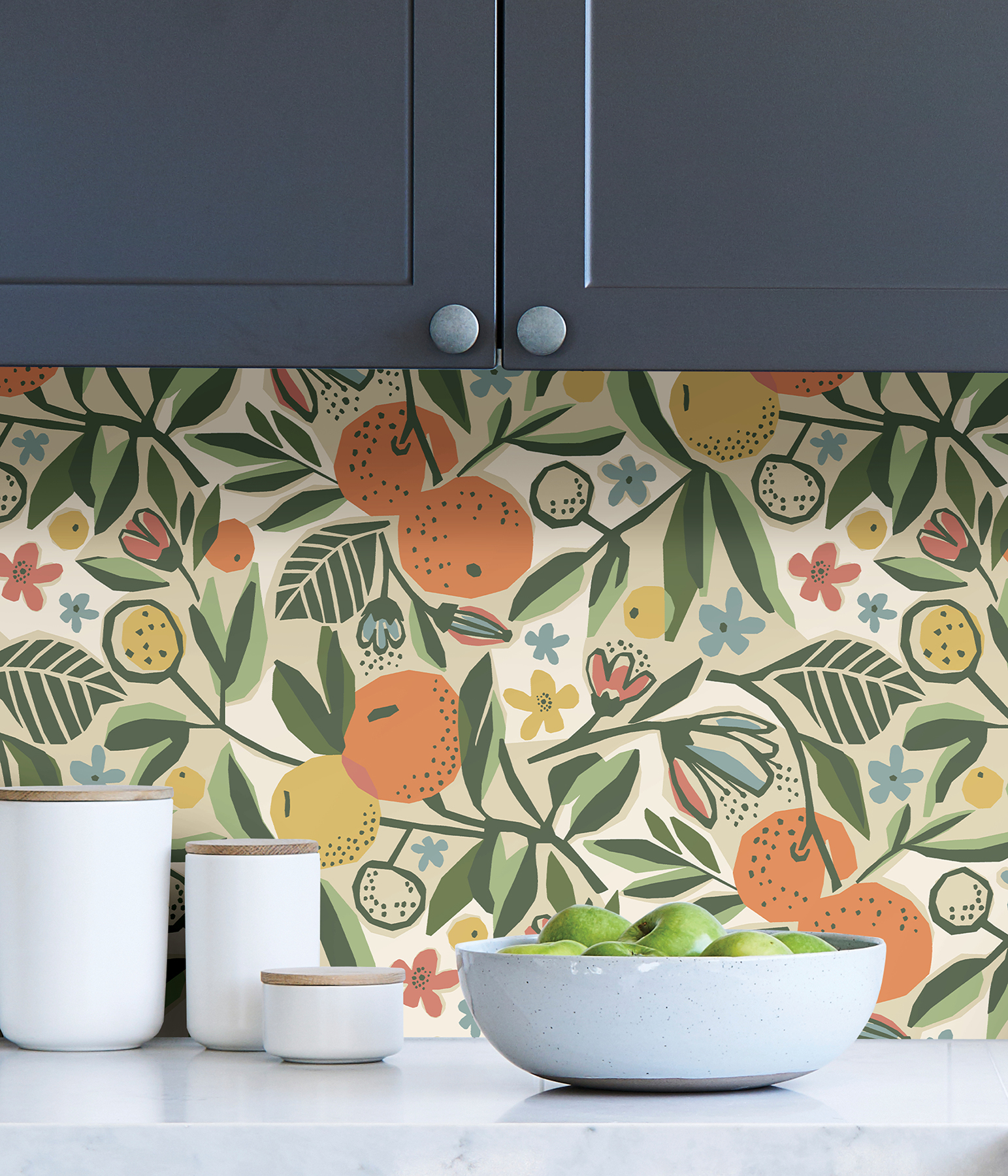 Ochre Clementine Garden Peel & Stick Wallpaper