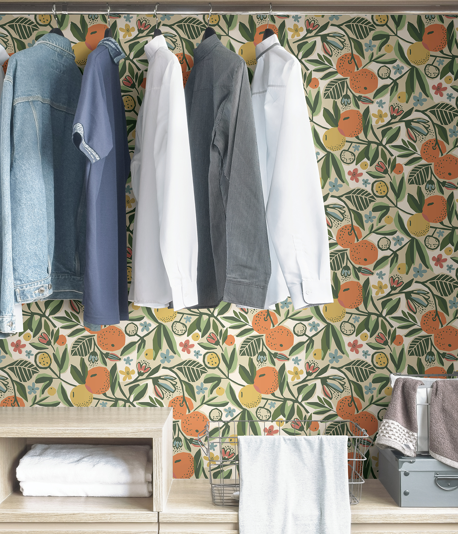 Ochre Clementine Garden Peel & Stick Wallpaper