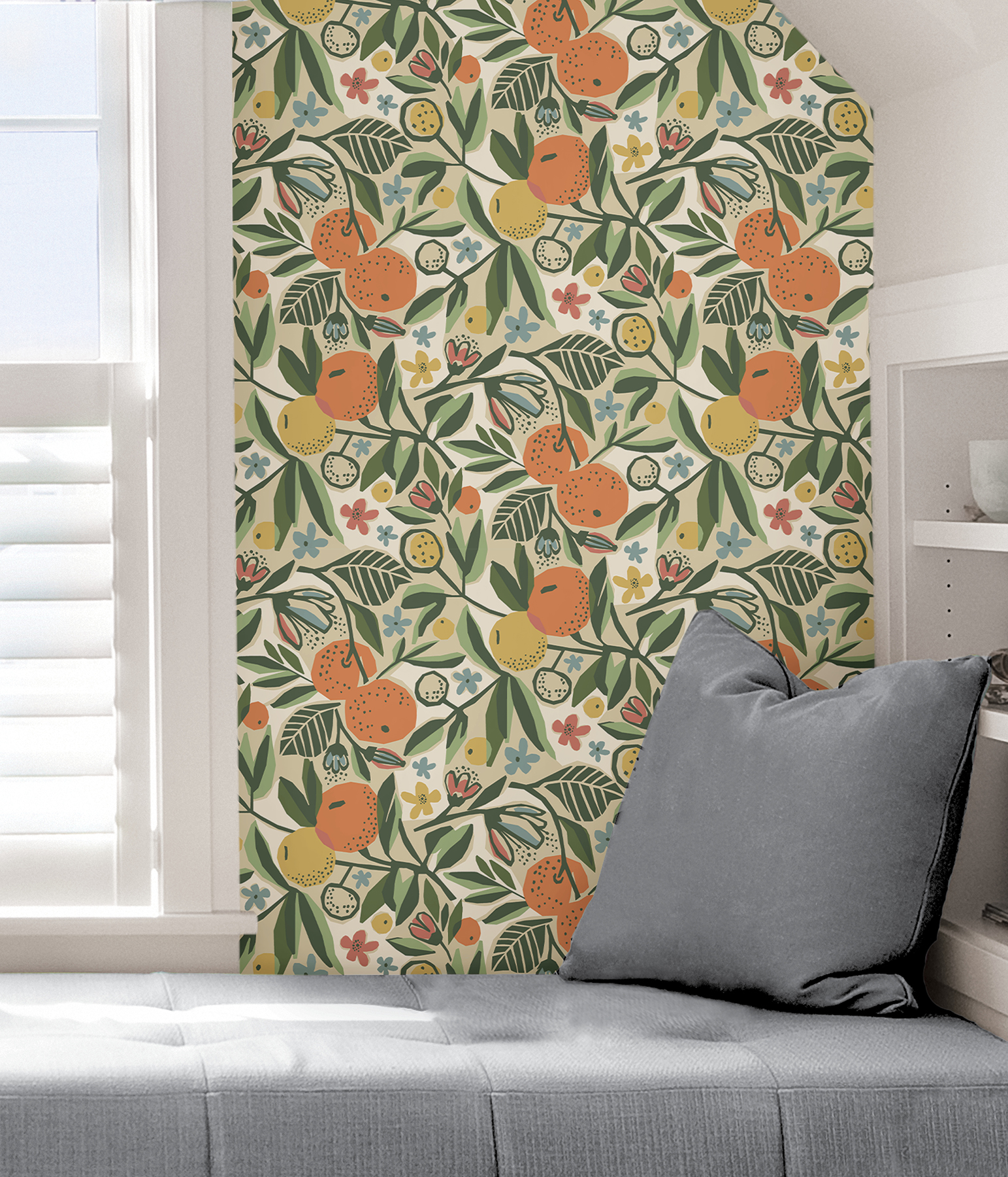 Ochre Clementine Garden Peel & Stick Wallpaper