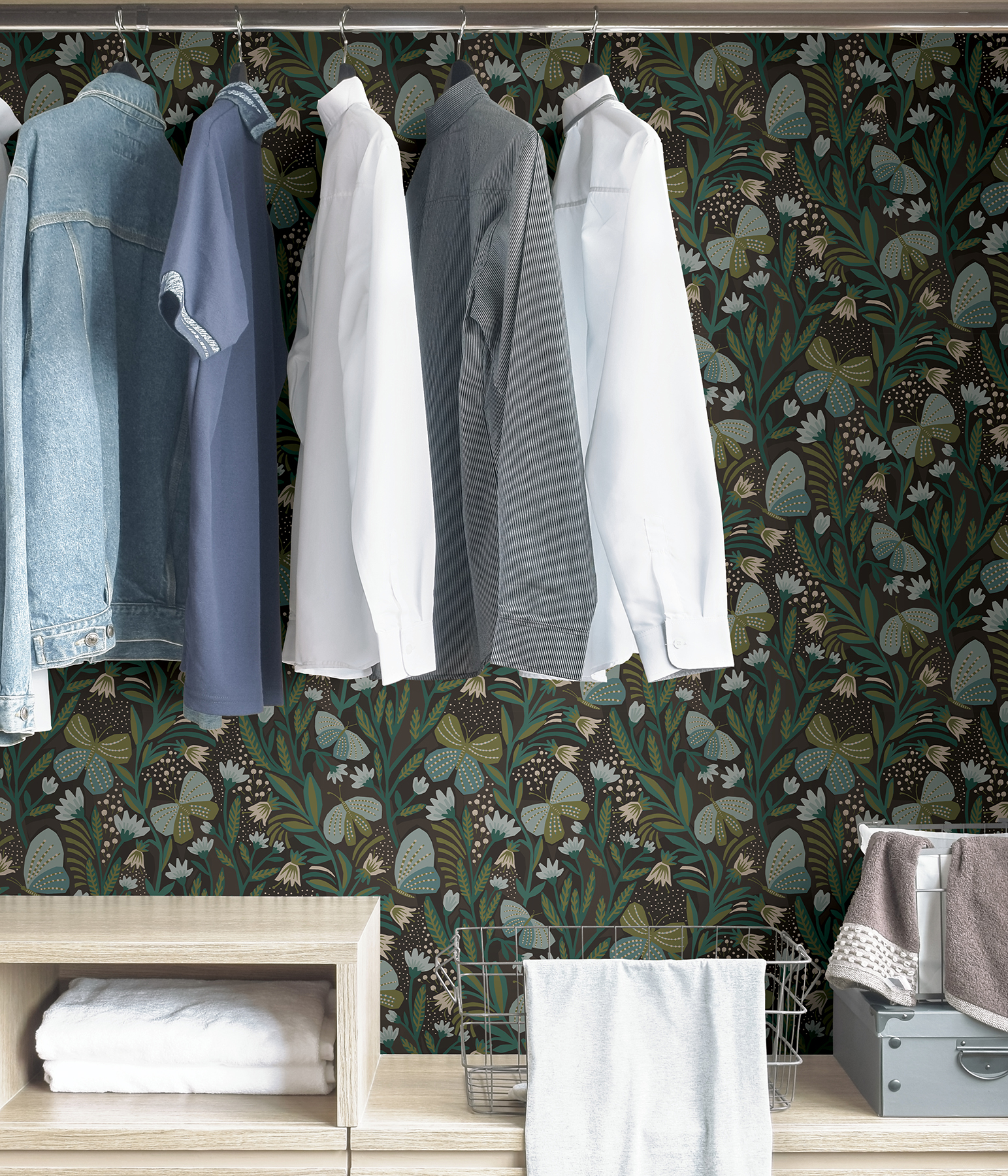 Chocolate Papillon Flutter Peel & Stick Wallpaper