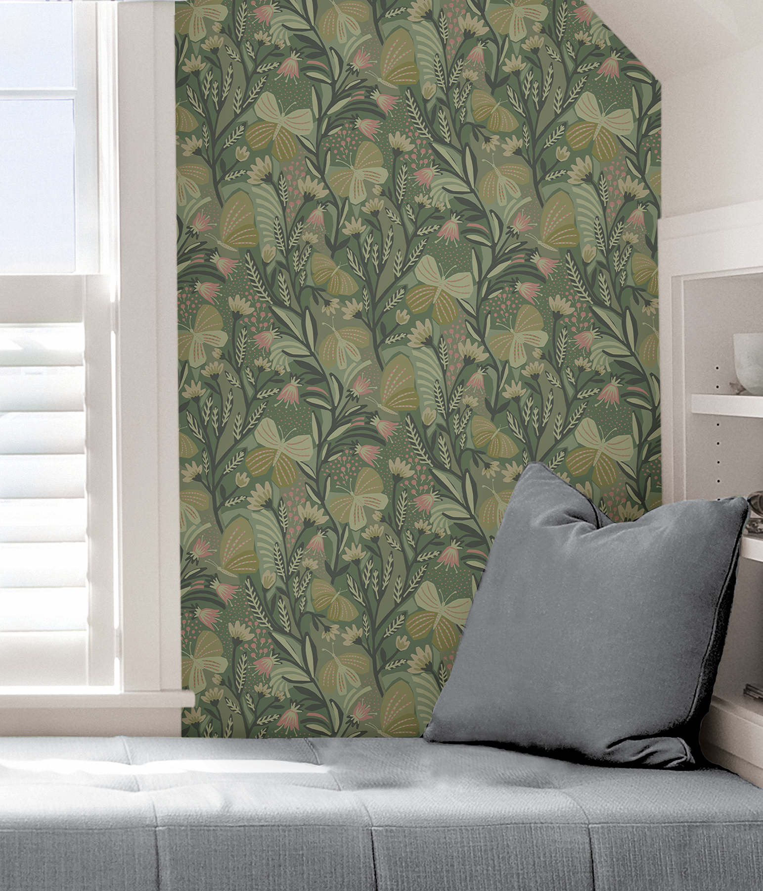 Sage Papillon Flutter Peel & Stick Wallpaper
