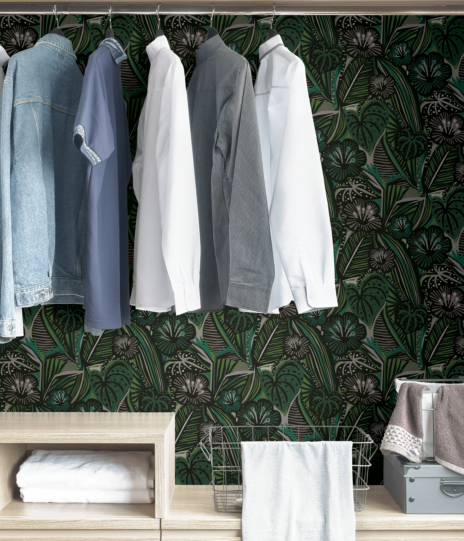 Greens Lotusland Peel & Stick Wallpaper
