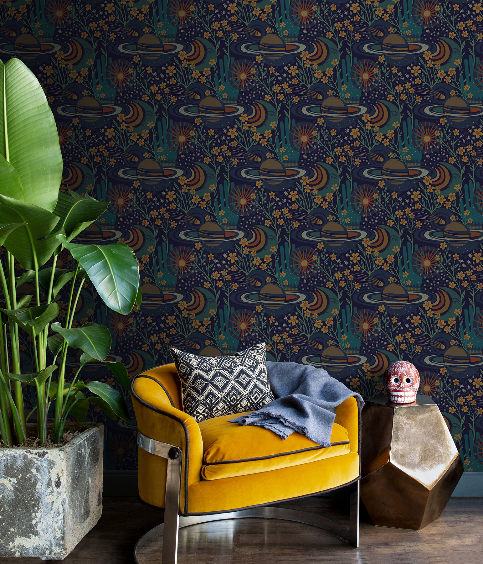 Navy Ethereal Cosmos Peel & Stick Wallpaper
