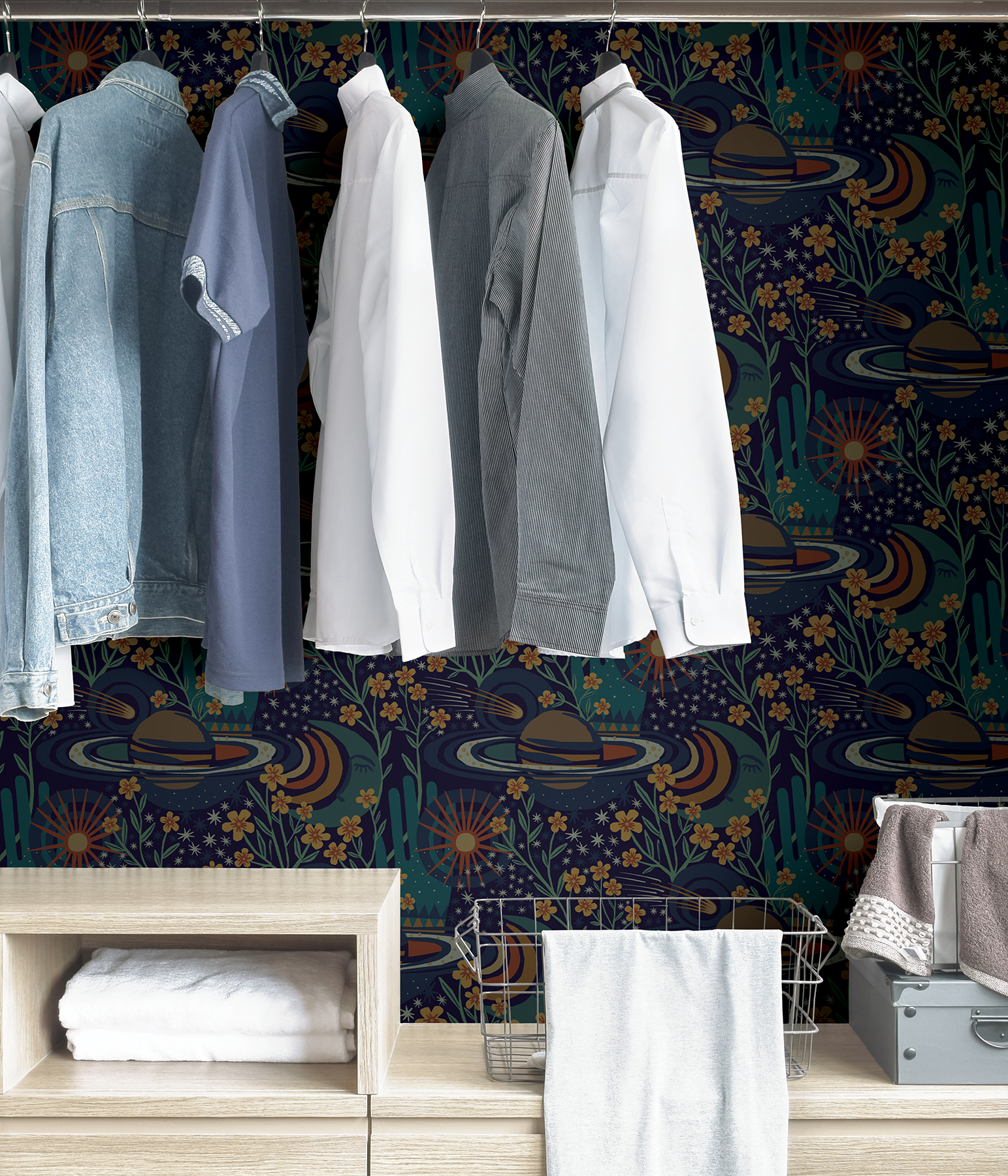 Navy Ethereal Cosmos Peel & Stick Wallpaper