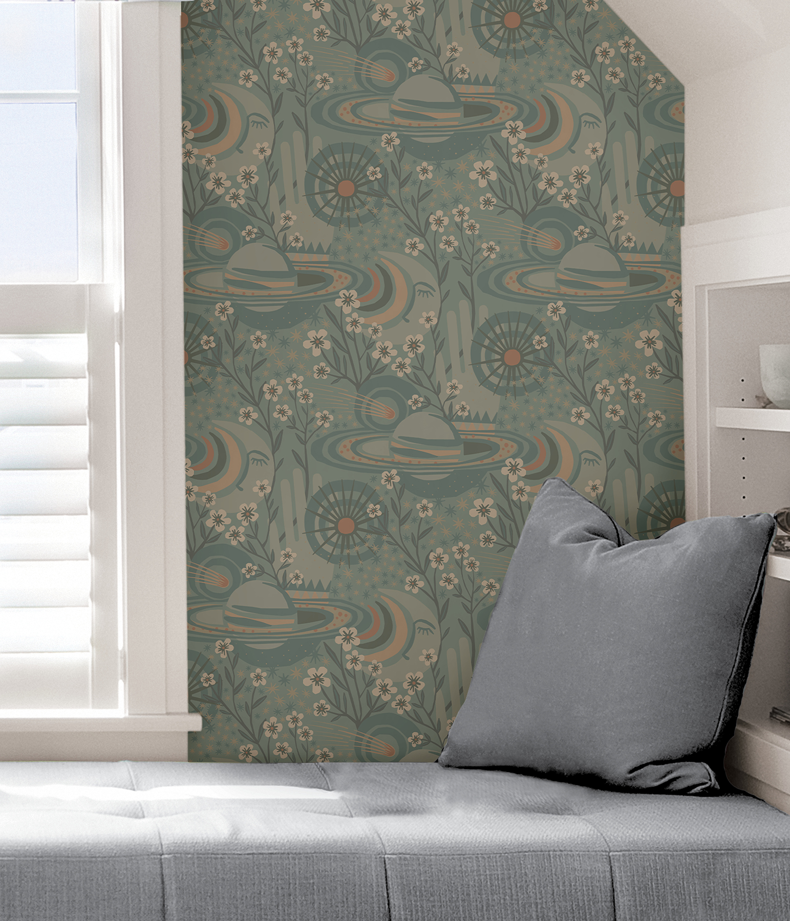 Teal Ethereal Cosmos Peel & Stick Wallpaper