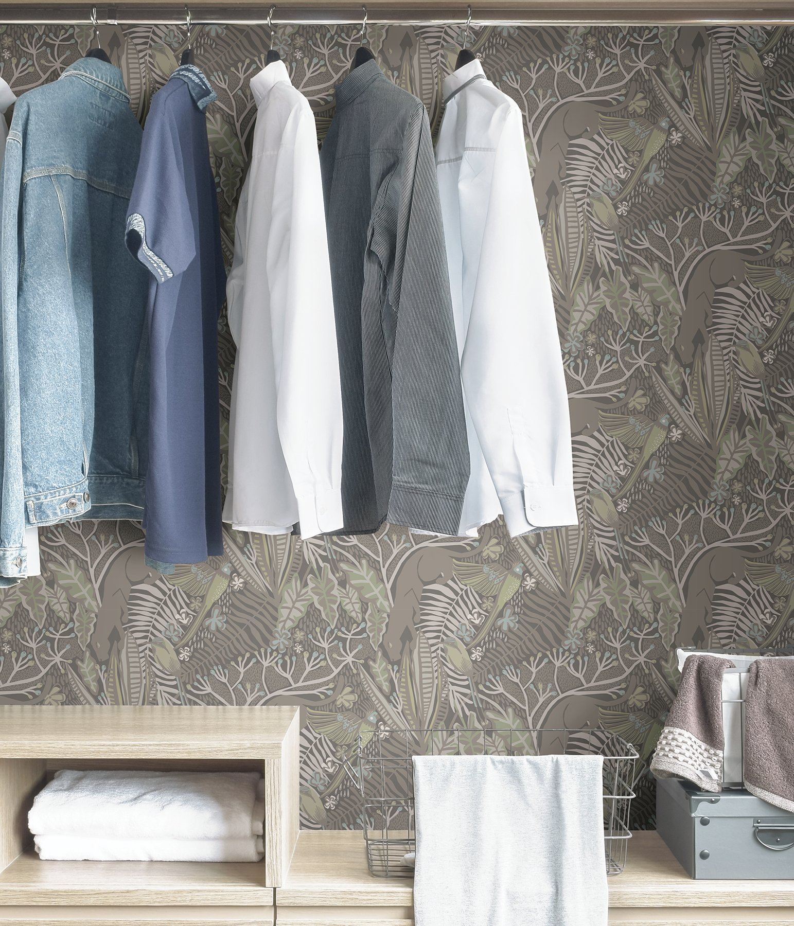 Grey Mint Poise Peel & Stick Wallpaper