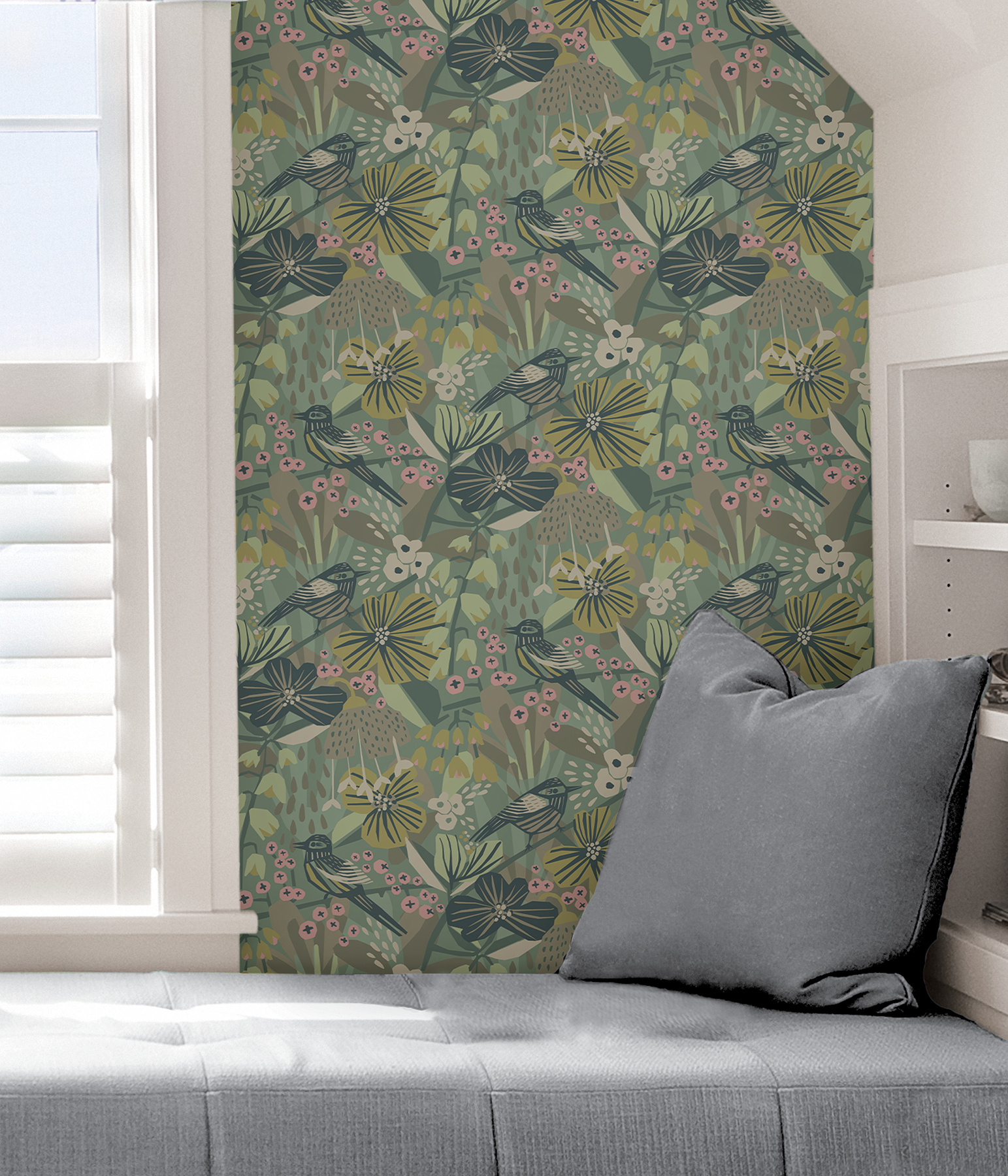 Sage Jaybird Peel & Stick Wallpaper