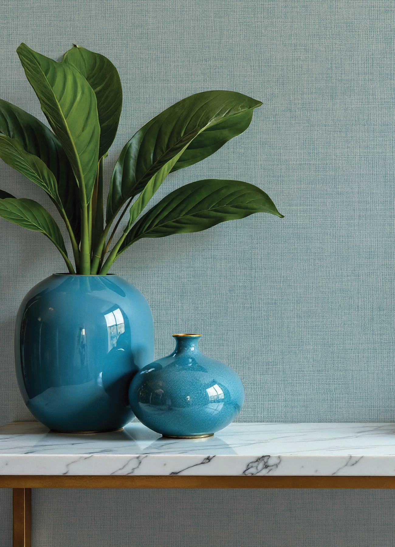 Alba Sky Blue Open Weave Wallpaper