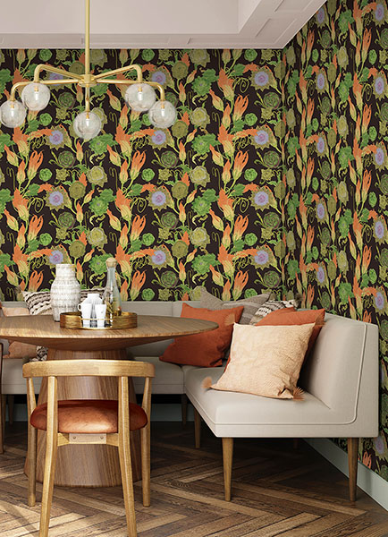 Black Artichoke Peel & Stick Wallpaper