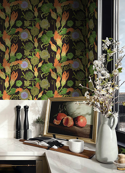 Black Artichoke Peel & Stick Wallpaper