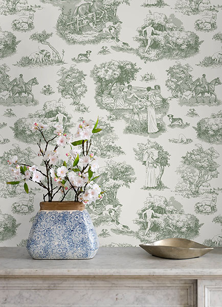 Green The Chase Peel & Stick Wallpaper