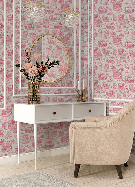 Pink The Chase Peel & Stick Wallpaper