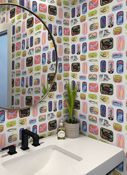 Cream Sardine Tins Peel & Stick Wallpaper