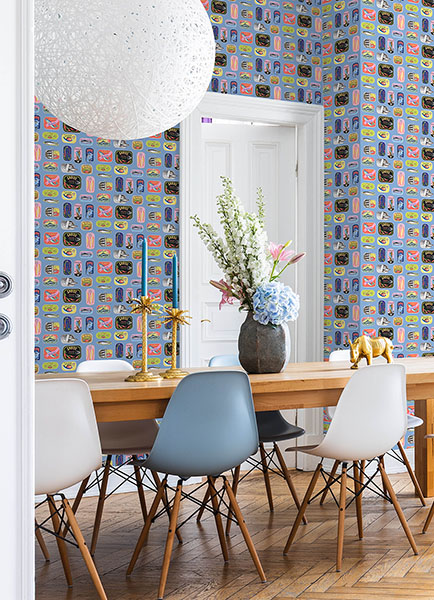 Blue Sardine Tins Peel & Stick Wallpaper