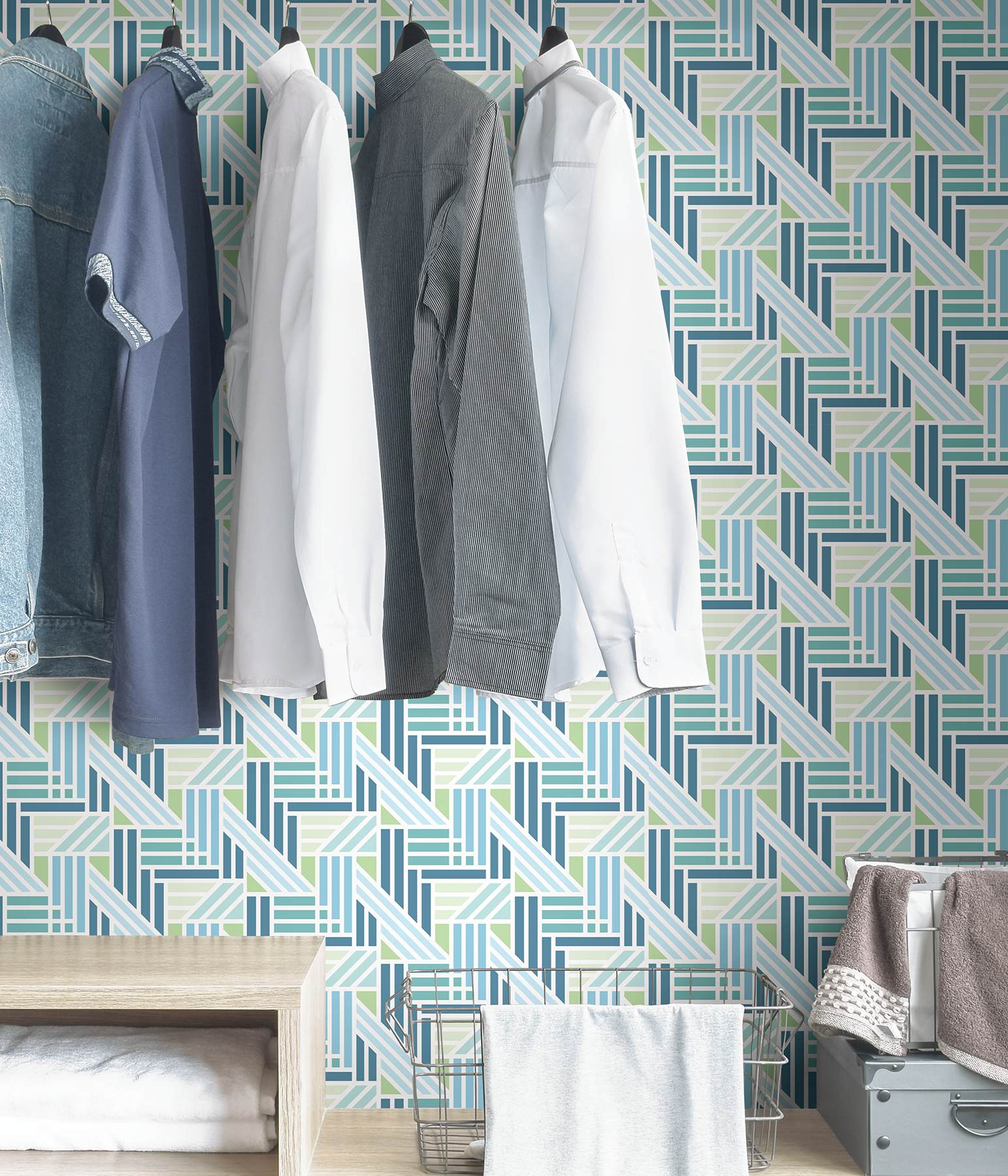 Teal Geo Medallion Peel & Stick Wallpaper