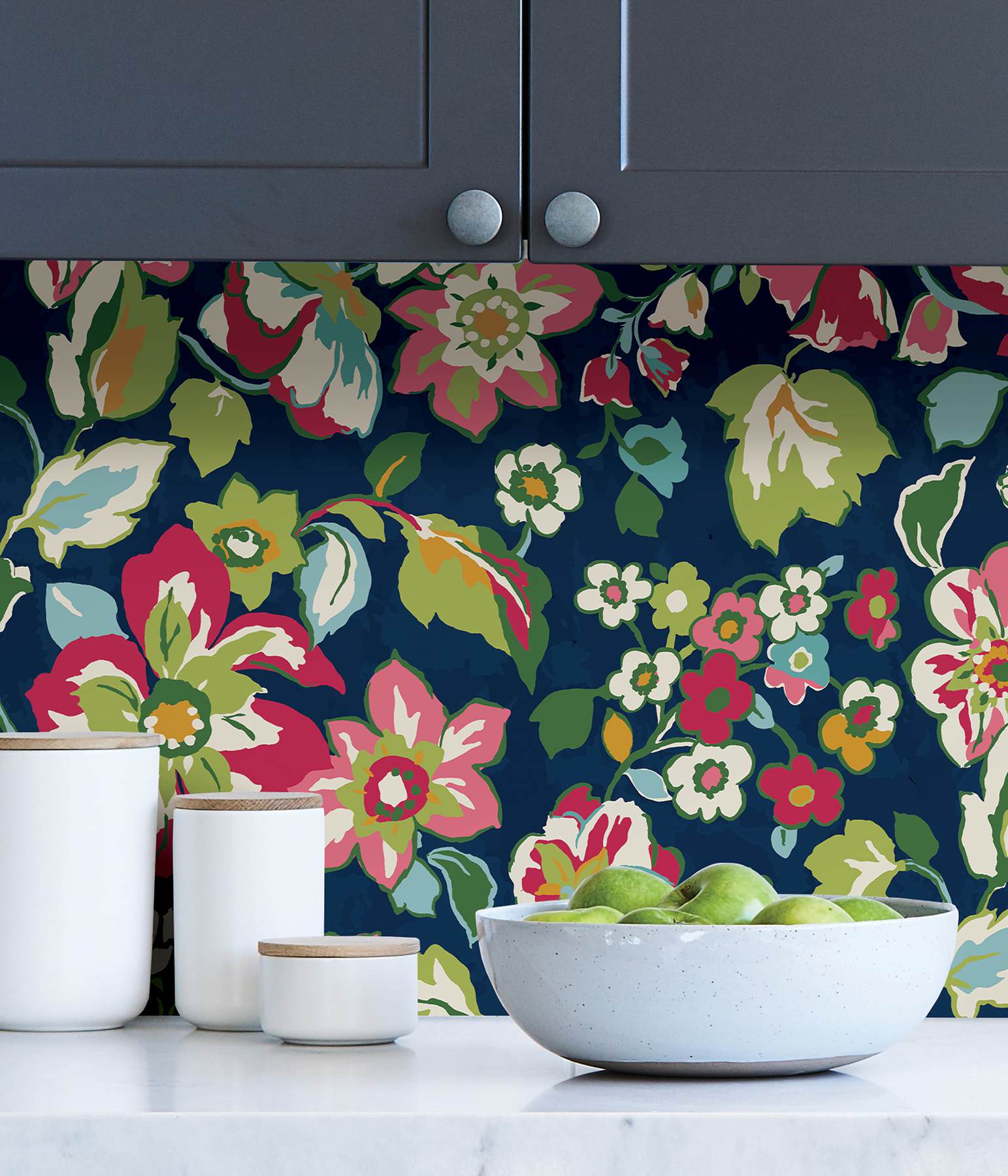 Navy Sunny Garden Peel & Stick Wallpaper