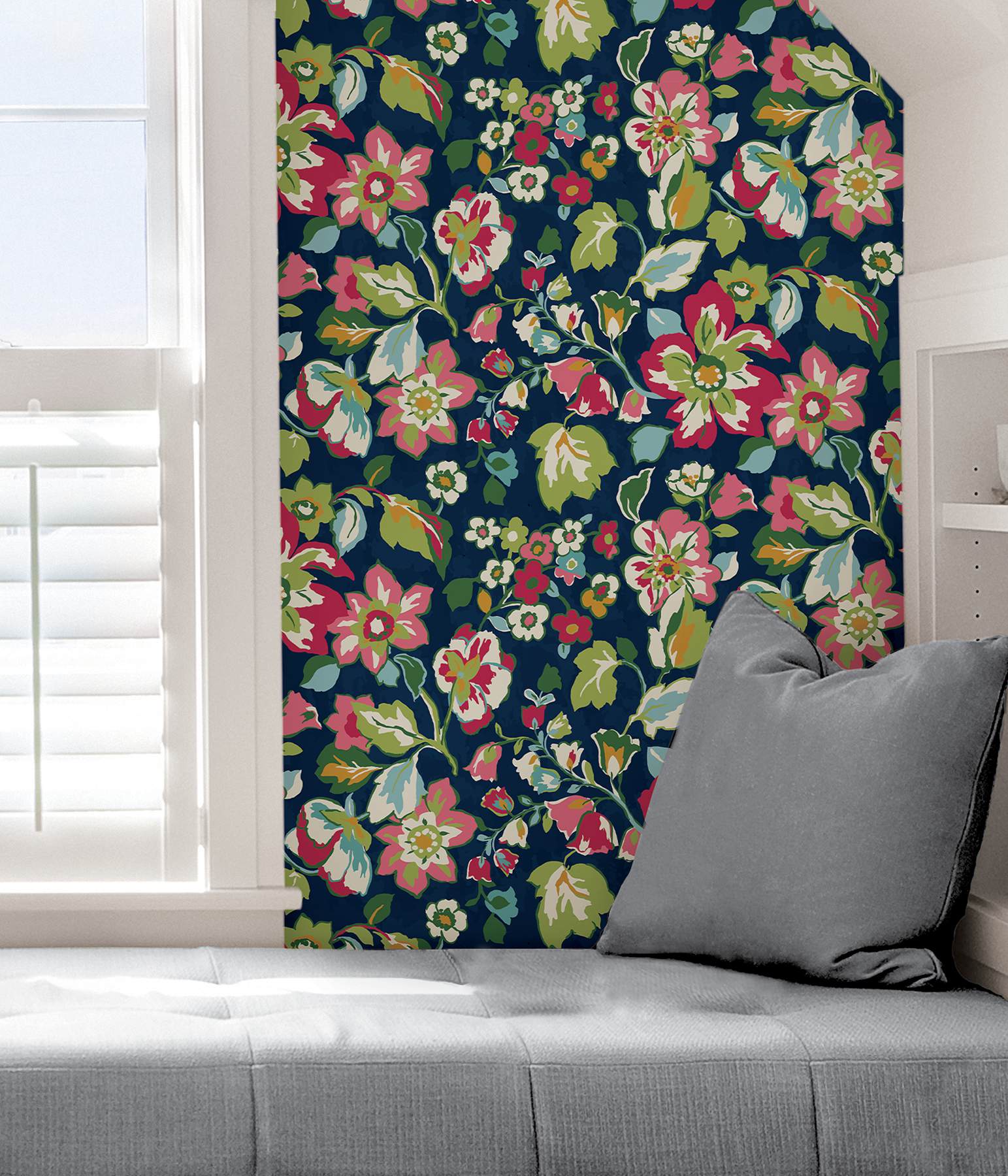 Navy Sunny Garden Peel & Stick Wallpaper