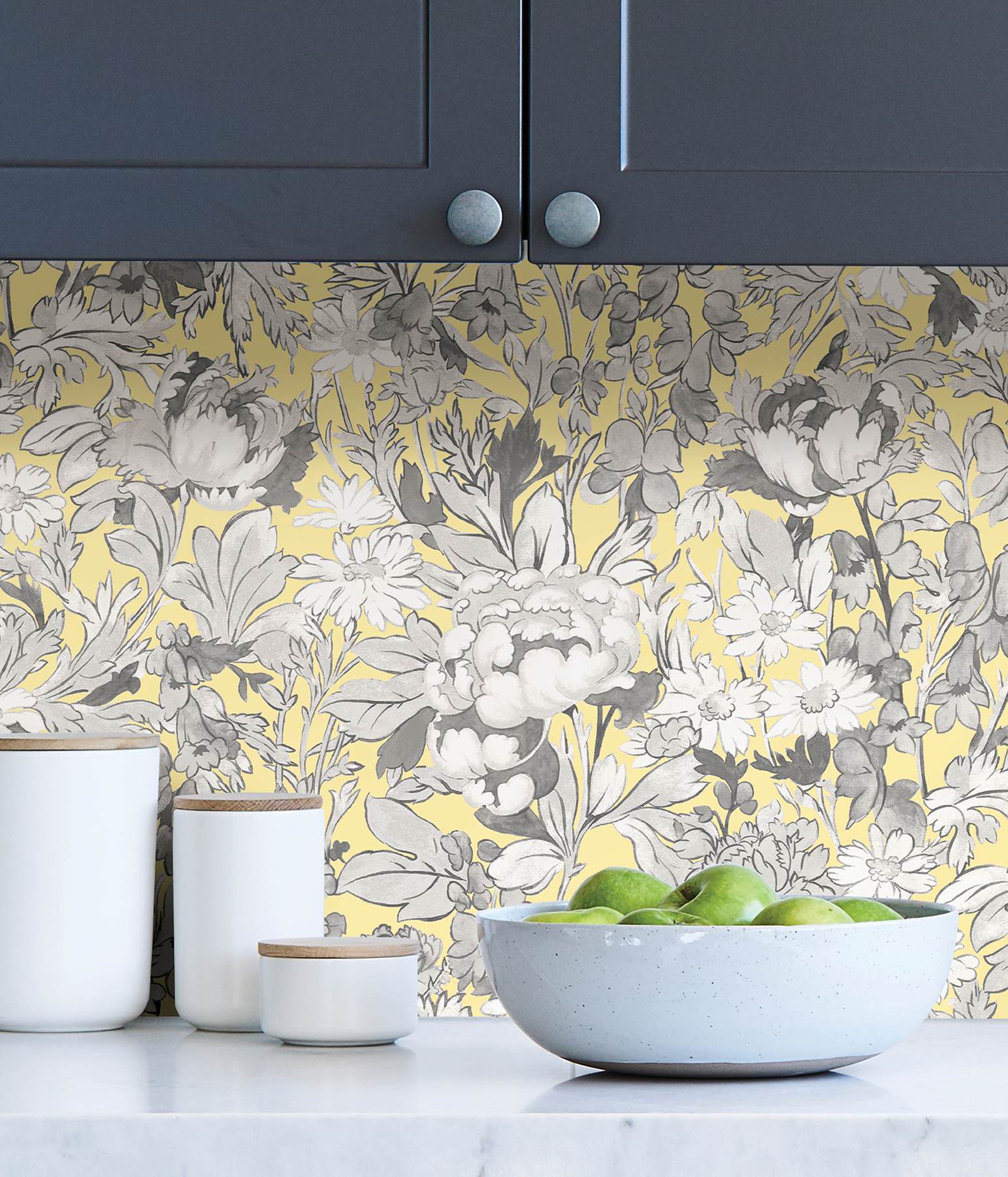 Yellow Toile Foliage Peel & Stick Wallpaper