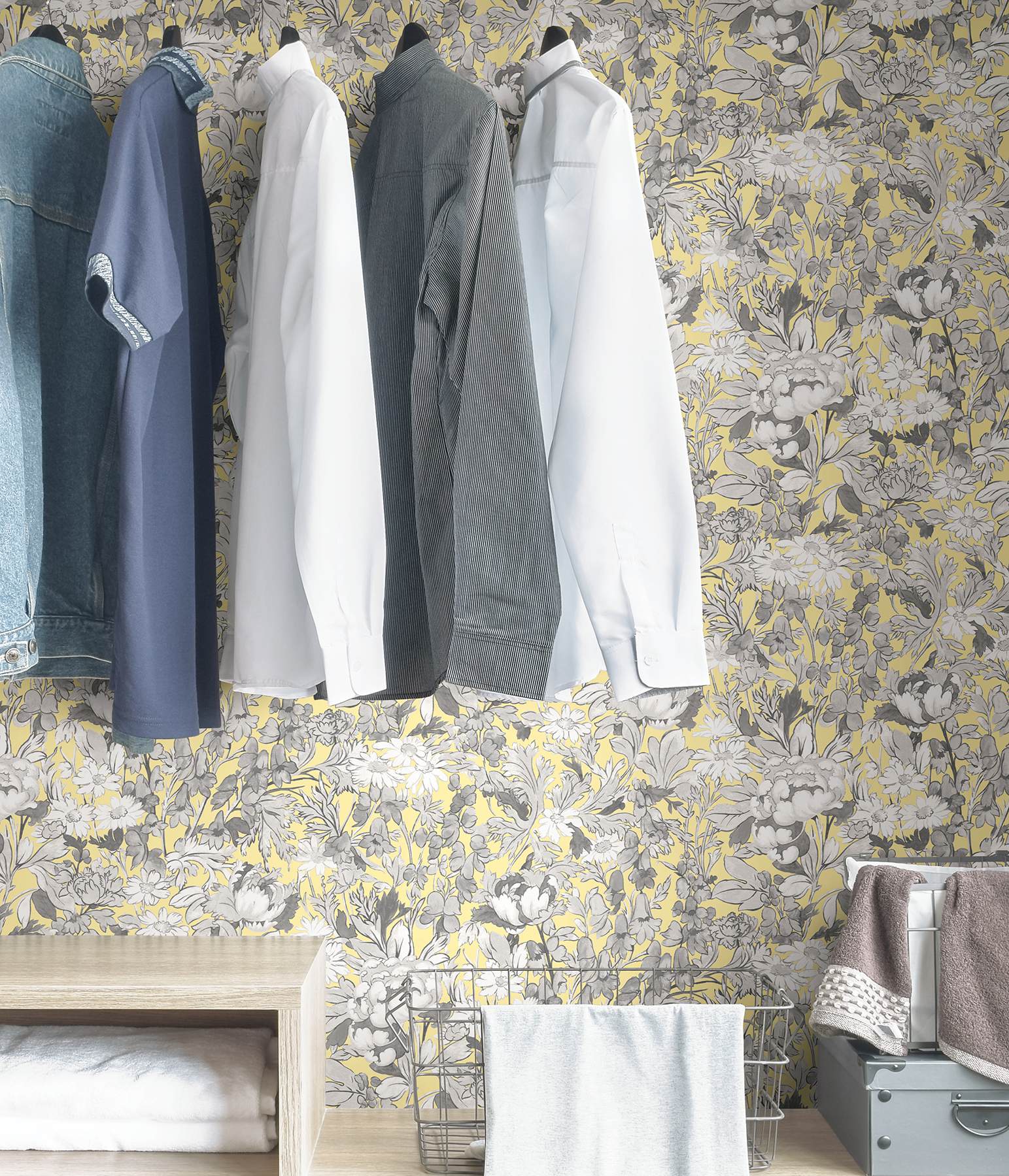 Yellow Toile Foliage Peel & Stick Wallpaper