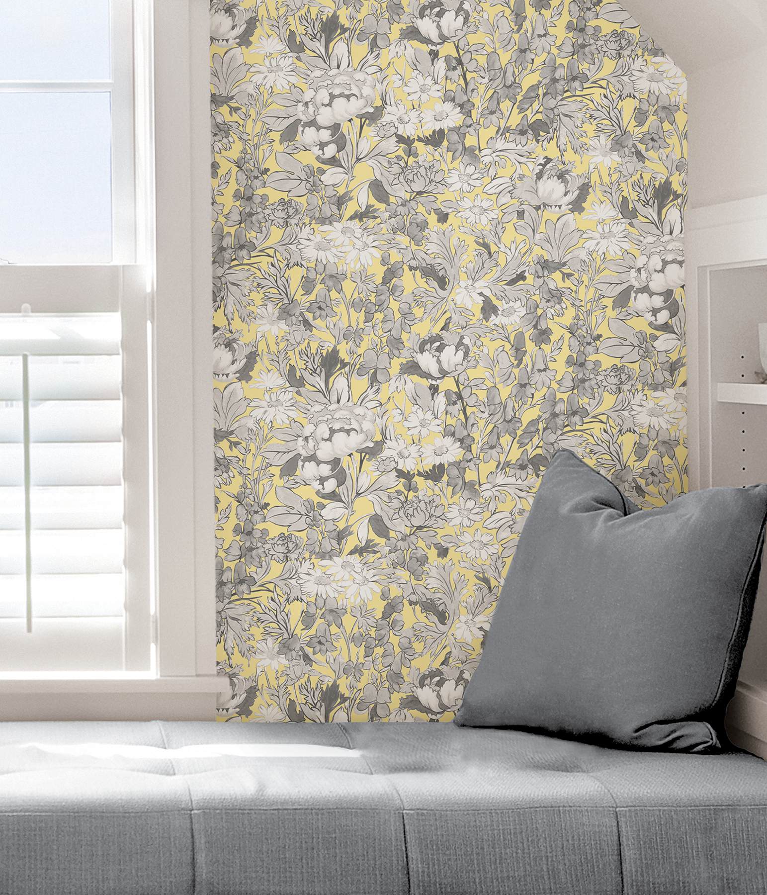 Yellow Toile Foliage Peel & Stick Wallpaper