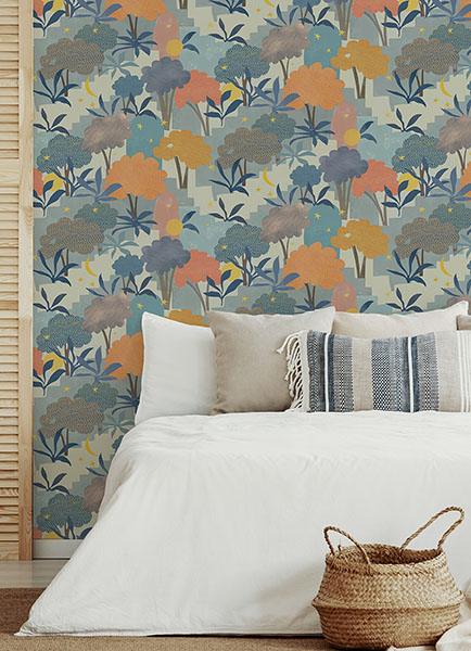 Blue Bohemian Walk Peel & Stick Wallpaper