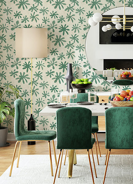 Green Field of Flowers Peel & Stick Wallpaper