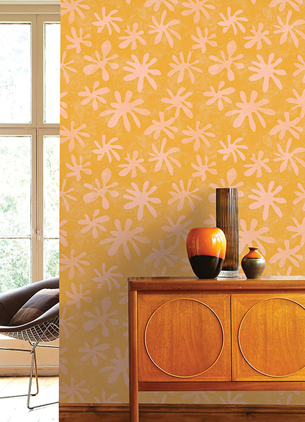Orange Field of Flowers Peel & Stick Wallpaper