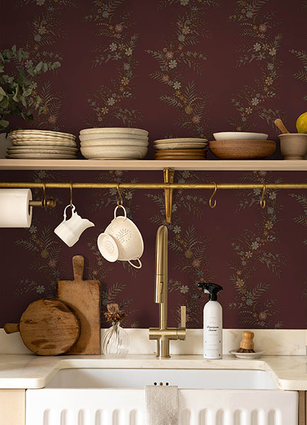 Posy Cranberry Peel & Stick Wallpaper