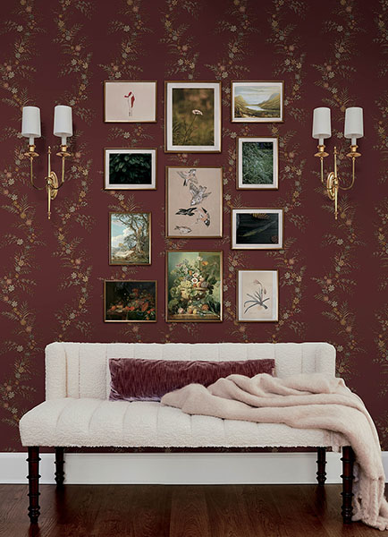 Posy Cranberry Peel & Stick Wallpaper