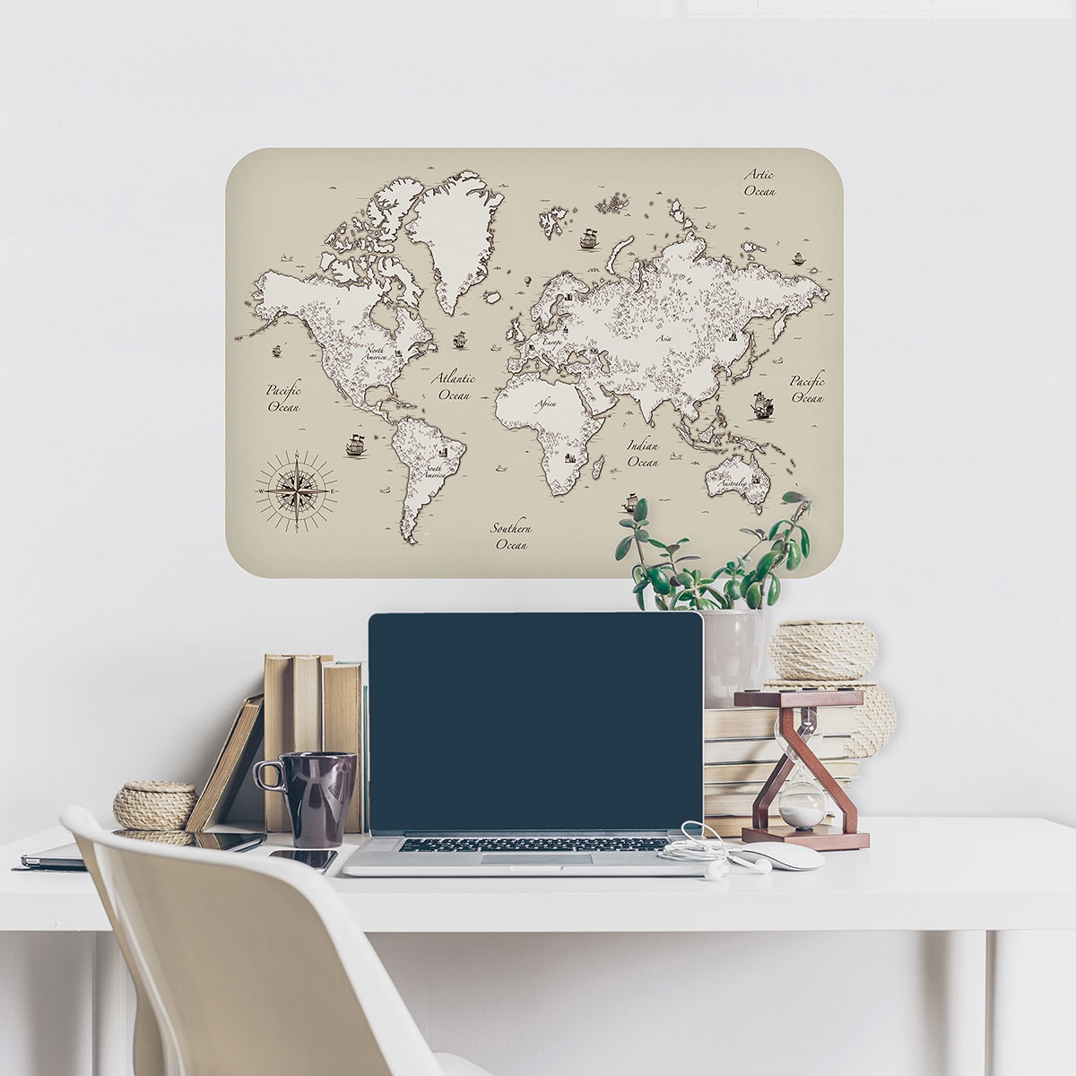 Sailing Ships Map Wall Decal